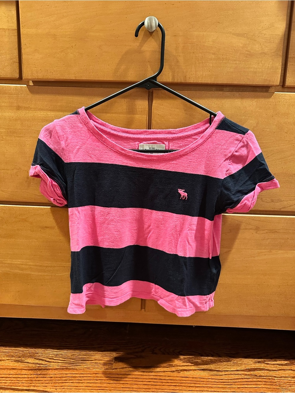 Abercrombie kids Pink and Navy Striped Short Sleeve Tee